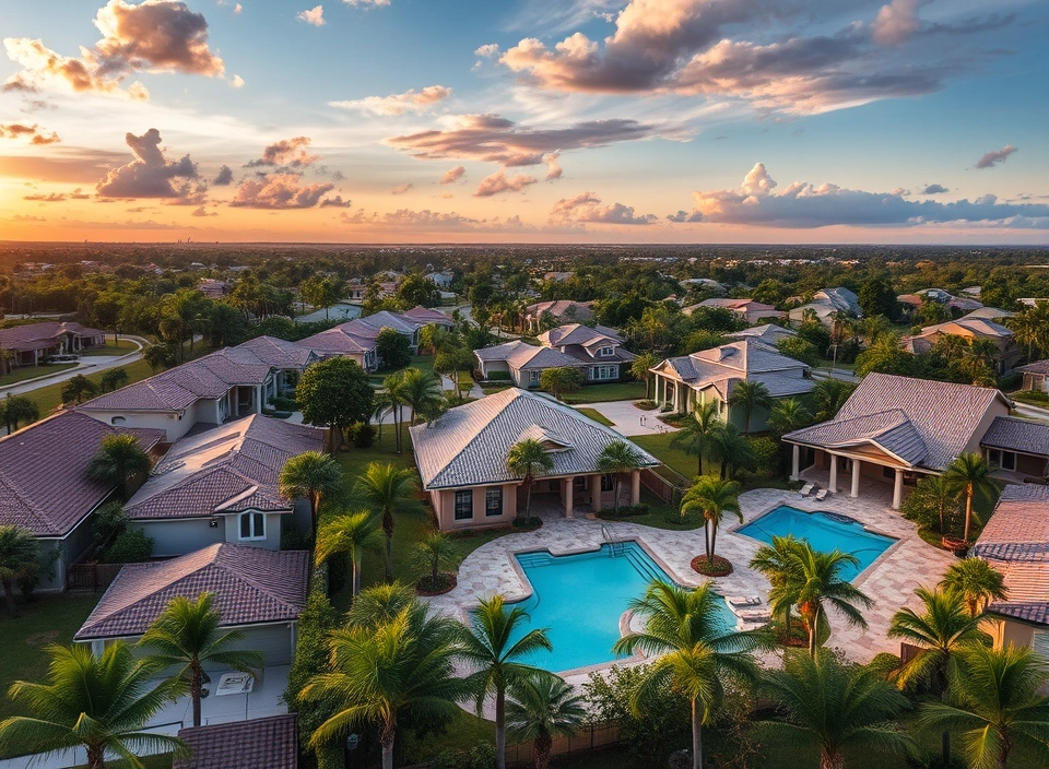 Aerial view of Neal Villa Homes community in Southwest Florida